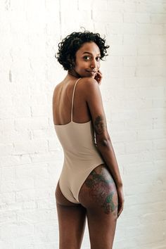 Paulina One - Piece / Crepe | The Saltwater Collective Fitted Bodysuit With Adjustable Straps And Low Back, Stretch Bodysuit With Straps And Low Back, Camille Winbush, Dark Skin Women, Long Torso, Suit Fabric, Back Details, Running Tops, Italian Fabric