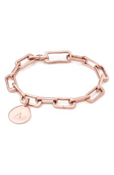 This high-shine bracelet is made with six push-clasp links that allow you to add as many Monica Vinader charms as you like for a custom, memory-filled style. Style Name:Monica Vinader Alta Capture Charm Bracelet. Style Number: 5704107. Available in stores. Rose Gold Oval Link Paperclip Bracelet, Elegant Link Charm Bracelet, Classic Rose Gold Bracelets With Solid Link Construction, Classic Rose Gold Oval Link Chain Bracelet, Rose Gold Metal Bracelet With Polished Finish, Rose Gold Jewelry With Rectangular Links And Polished Finish, Classic Rose Gold Link Bracelets, Classic Rose Gold Metal Chain Bracelet, Modern Rose Gold Oval Link Chain Bracelet