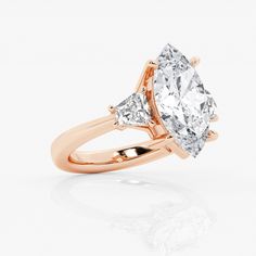 5 3/4 ctw Marquise Lab Grown Diamond Side Stone Engagement Ring 18K Rose Gold GH, VS2+ Luxury Marquise Diamond Ring With Vs Clarity, Luxury Marquise Cut Rose Gold Wedding Ring, Luxury Rose Gold Marquise Diamond Ring, Luxury Rose Gold Marquise Cut Wedding Ring, Luxury 14k Rose Gold Diamond Ring, Luxury Marquise Cut Rose Gold Ring, Luxury Rose Gold Marquise Cut Ring, Luxury Marquise Cut Diamond Ring In Rose Gold, Marquise Rose Gold Diamond Ring With Gemstone