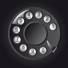 an old style phone with numbers on the front and back side, in black background