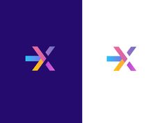 the letter x is made up of different colors and shapes, as well as an arrow