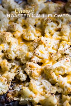 cheesy roasted cauliflower in a baking dish