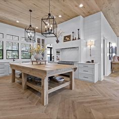 Lisa Marie Ann Claborn (@dogtrotacres) • Instagram photos and videos Marie Ann, Herringbone Wood Floor, Cabin Kitchens, White Oak Floors, Wide Plank Flooring, Old World Style, Cabinet Space, Island Design, Engineered Wood Floors