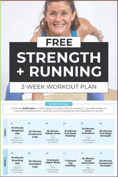 a poster with the words, free strength and running workout plan for beginners to do