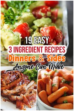 easy dinner recipes 3 Ingredient Dinner Recipes, 3 Ingredient Meals, Easy 3 Ingredient Recipes, Crockpot Dinners Healthy, Dinners Healthy, Budget Family Meals, Crockpot Dinners