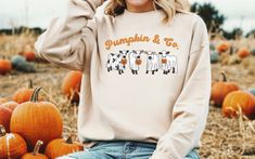 Pumpkin & Co Sweatshirt.   Glidan 18000 A sturdy and warm sweatshirt bound to keep you warm in the colder months. A pre-shrunk, classic fit sweater that's made with air-jet spun yarn for a soft feel. * 50% cotton, 50% polyester * Pre-shrunk * Classic fit * 1x1 athletic rib knit collar with spandex * Air-jet spun yarn with a soft feel * Double-needle stitched collar, shoulders, armholes, cuffs, and hem This product is made especially for you as soon as you place an order, which is why it takes us Cow Shirt, Halloween Sweatshirt, Fall Sweatshirt, Fitted Sweater, Knit Collar, Air Jet, Rib Knit, Sweat Shirt, Gender Neutral