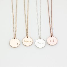 Personalized Disc Necklace N209  custom hand stamped circle Personalized Round Disc Initial Necklace For Gift, Minimalist Round Disc Initial Necklace, Dainty Round Disc Initial Necklace, Dainty Personalized Round Disc Initial Necklace, Gold Round Disc Initial Necklace, Necklace Name, Initial Name, Round Tags, Necklace Initial