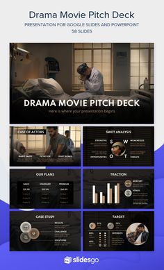 the powerpoint presentation for drama movie pitch deck