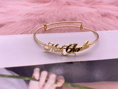 Nameplate Jewelry, Baby Daughter, Personalised Bangle, Bangle Silver, Bangle Gold, Rose Gold Bangle, Bamboo Earrings, Initial Name, Name Jewelry