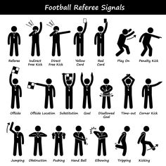 a black and white version of football referee signals stock photo, images and royalty illustrations