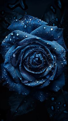 a blue rose with water droplets on it