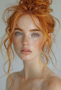 Red Head Photoshoot, Edgy Hair Color, Peach Hair Colors, Comb Over Haircut, Beautiful Freckles, Peach Hair, Red Hair Woman