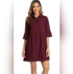 Feature:Casual Style,Long Sleeve,Button Down,Two Pockets In Front, Two Pockets On The Side,Comfortable To Wear. Occasion:Appropriate For Daily, Beach,Going Out, Party, Work, Casual Wear. Loose T-Shirt Dress Design, With A Pair Of Boots Will Make You Looks Great. Casual Button-up Office Dress, Casual Button-up Dress For Office, Casual Shirt Dress With Button Cuffs, Casual Shirt Dress With Buttons For Workwear, Button Down Shirt Dress, Shirt Dresses, Dress Design, Work Casual, Purple And Black