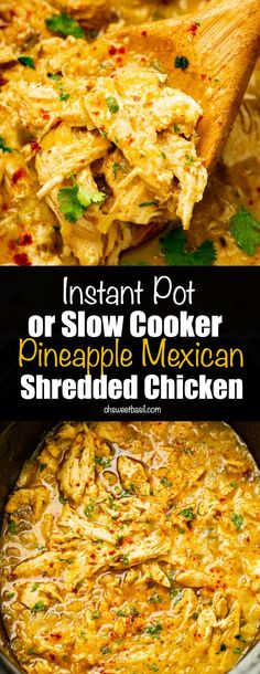 instant pot or slow cooker pineapple mexican shredded chicken