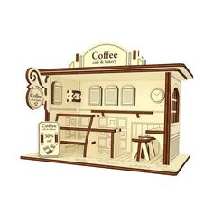 Coffee - Cafe & Bakery" Miniature - Glowforge Small Dollhouse, Cafe Bakery, Sandwich Board, Book Cafe, Cnc Plasma, Fun For Kids, Catalog Design, Lasercut Design, Wine Box