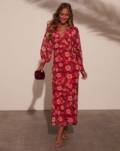 If you want to ensure second glances all night long, the Kathrynn Floral Print Maxi Dress is the perfect selection for your next special event. Crafted from lightweight crepe fabric, this dress flows beautifully with every step, creating a soft, romantic silhouette while the semi-sheer blouson sleeves add a dreamy, feminine. Whether you're attending a wedding, a garden party, or an evening soirée, this maxi dress exudes charm and sophistication. Lightweight crepe fabric Semi-sheer blouson sleeve Romantic Silhouette, Western Wear Dresses, Floral Print Maxi Dress, Floral Print Maxi, Dresses By Length, Long Sleeve Maxi, Crepe Fabric, Dress With Cardigan, Sweater And Shorts