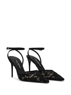 Lace Sandals, Demi Fine Jewelry, Dolce E Gabbana, Pump Sandals, Toe Designs, Mid Heel, Leather Care, Dolce & Gabbana, Black Pumps