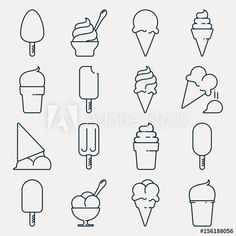 an image of ice cream icon set