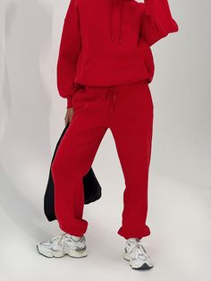 Sweatpants Ruched at waist, adjustable drawstring, two front pockets, branded logo at front, cuff at ankle Non-stretch material, unlined Princess Polly Lower Impact 52% reclaimed cotton 48% reclaimed polyester Cold gentle machine wash Red Sweatpants, Cuffed Sweatpants, Fleece Dress, Sweatshirt Set, Outerwear Outfit, Loungewear Sets, Ankle Cuffs, Knit Sweatshirt, Casual Tank Tops