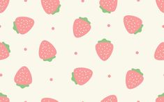 a pink and green strawberry pattern on a white background