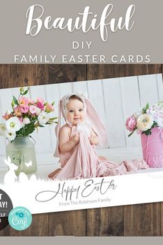 an easter card with the words, beautiful diy family easter cards