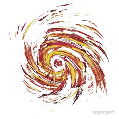 an orange and red swirl on white background