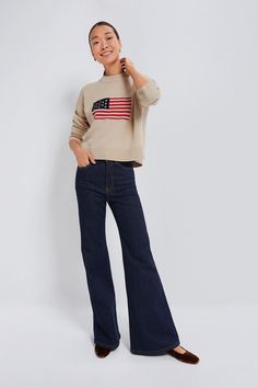 A closet essential, the Cropped Americana Sweater evokes a nostalgic feeling while featuring modern design details for an updated take on the classic staple piece. This season-less, 100% cotton pullover will take you from backyard bonfires to apple picking with its boxy fit and intarsia flag front and center.Our Favorite Details: Cropped, boxy fit American flag detail Drop-seam shoulder detail Material: 100% CottonCare: Hand wash separately in cold water with mild detergent. Reshape and lay flat Backyard Bonfire, Closet Essentials, Apple Picking, Cotton Pullover, Kids Sale, Party Shop, Staple Pieces, Lay Flat, American Flag