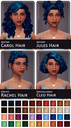 the hair color chart for each woman's face is shown in different colors and sizes