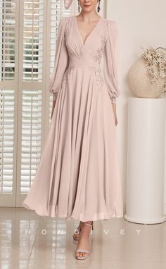 Ankle Length Mother Of The Bride Dresses, Long Sleeve Dresses For Mother Of The Bride, Satin Long Sleeve Dresses For Mother Of The Bride, Pink Long Sleeve Mother Of The Bride Dress, Tea Length Dresses Wedding, Homecoming Dresses Bodycon, Classic Prom Dress, Empire Design, Simple Prom Dress Long