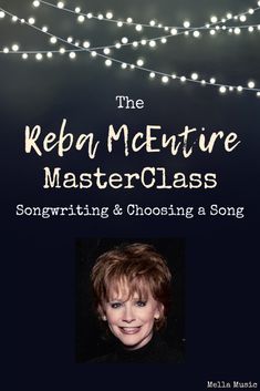 an advertisement for the reba mcentre master class, featuring a photo of a woman