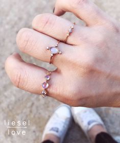 "The incredible hints of blue, pink, and purple that this ring picks up in the sunlight make it almost so gorgeous, it feels like magic. Our moonstone \"Talisman\" ring is set in 14K gold and features 5 prong set rainbow moonstones. - Handcrafted out of solid 14K gold - Choose between rose, yellow and white gold - Round band measures 1mm - Moonstones measure 2mm, 3mm and 4mm (5 stones total) For our opal \"Talisman\" ring click here: https://www.etsy.com/listing/558045215/14k-opal-talisman-ring- Boho Bed, Astrology Jewelry, Ring Moonstone, Sun Light, Rainbow Moonstone Ring, Minimal Jewelry, June Birthstone, Rose Yellow, Moonstone Jewelry