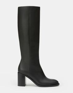 Calfskin Leather Knee High Boot | Lafayette 148 New York Modern Calf Leather Knee-high Boots For Fall, Sleek Leather Knee-high Boots With Block Heel, Modern Knee-high Boots With Stacked Heel, Modern Leather Knee-high Boots With Stacked Heel, Modern Leather Knee-high Boots With Block Heel, Sleek Tall Leather Heeled Boots, Sleek Tall Leather Boots, Modern Leather Knee-high Boots With Sculpted Heel, Modern Leather Knee-high Boots