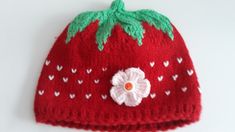 Knitted Strawberry Fruit Hat - Hand Knit Hat - Strawberry Beanie Hat  This strawberry slouchy beanie is very fun and great for winter season.  Here also with the small strawberry blossom on the side, which can also be removed if necessary. All items are made individually according your personal measures in 5-7 days! ..For perfect fit and the most comfortable wearing :) Looking for a custom size, color?  We can accommodate from baby to adult and everyone in between, so just pop us a message and we'll create the perfect beanie for you! Women: 19 - 24 inches. Length 8 inches Men: 21 - 26 inches. Length 9 inches Cute One Size Beanie, Cute Knitted One-size Beanie, Fitted Knitted Cap, Cute Fitted Warm Beanie, Warm Fitted Cute Beanie, Cute Beanie Hat One Size Fits Most, Warm Cute Bonnet, One Size Fits Most, Cute Beanie Hat, One Size Fits Most, Casual Knitted Mini Cap