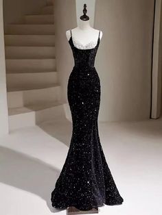 Black Sequin Prom Dress, Long Black Evening Dress, Prom Dress Black, Black Formal Dress, 파티 드레스, Black Mermaid, Mermaid Sequin, Dress Gallery, Black Dress Formal