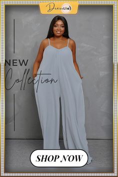 New Solid Color Sleeveless Spaghetti Strap Fashion High Street Wear Clothes Loose Plus Size Jumpsuits Chic Cami Jumpsuits For Summer, Chic Summer Cami Jumpsuits And Rompers, Summer Strapless Solid Color Jumpsuit, Sleeveless Jumpsuit With Adjustable Straps For Spring, Chic Jumpsuits And Rompers With Spaghetti Straps And Pockets, Solid Color Sleeveless Jumpsuit With Adjustable Straps, Chic Sleeveless Jumpsuits With Adjustable Straps, Solid Sleeveless Jumpsuit With Adjustable Straps, Chic Sleeveless Jumpsuits And Rompers With Adjustable Straps