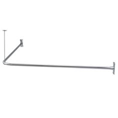 a metal pole with two hooks on the top and one hook at the bottom, in front of a white background