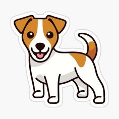 a brown and white dog sticker on a white background