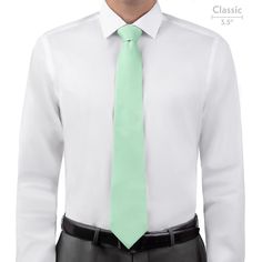 Solid KT Mint Necktie - Classic - Knotty Tie Co. White Neckwear With Ties For Work, Standard Tie For Business In Summer, Elegant Green Ties For Spring, Elegant Green Tie For Spring, Elegant Green Spring Ties, White Tie For Work, White Standard Tie For Work, Classic Ties For Spring, Elegant Green Suit And Tie Accessories For Spring