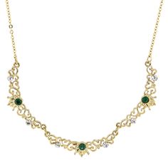 Downton Abbey Vintage Inspired Necklace-Beautiful Belle Epoque Emerald Drop Necklace-17510 - Blanche's Place