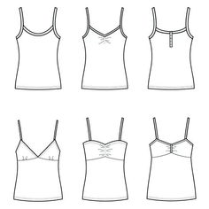 four women's tank tops with bows on the front and back, all in different sizes