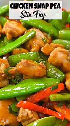 chicken snap pea stir fry with peppers and carrots