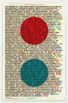 two red and blue circles on a white background with words all over the place that appear to be made out of numbers