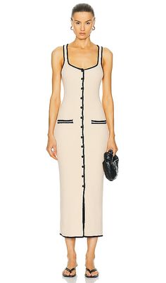 Find L'ACADEMIE By Marianna Havilah Midi Dress on Editorialist. L'Academie by Marianna Havilah Midi Dress in Beige. - size M (also in L, S, XL, XS, XXS) L'Academie by Marianna Havilah Midi Dress in Beige. - size M (also in L, S, XL, XS, XXS) 55% cotton 33% nylon 12% elastane. Made in China. Hand wash. Unlined. Front button closure. Front faux slip pockets. Midweight knit fabric. LCDE-WD861. LAD890 S24. L'Academie has mastered the art of elegant, sophisticated dressing with chic and polished piec Designer Fitted Maxi Dress For Summer, Designer Fitted Maxi Dress, Luxury Fitted Cream Dress, Luxury Knit Midi Dress, Beige Midi-length Crochet Dress For Day Out, Open Knit Midi-length Vacation Dresses, Luxury Knit Midi-length Dress, Beige Knit Midi-length Sweater Dress, Lawyer Outfit