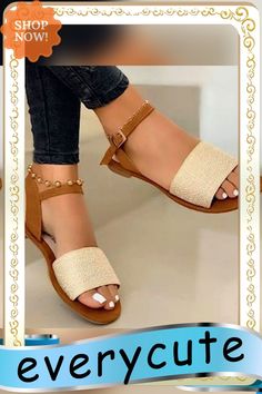 Women Sandals Classics Ankle Strap Summer Sandals Flat Shoes for Women Lightweight Flats Sandalias Mujer Casual Summer Footwear Beige Ankle Strap Sandals For Beach, Gold Ankle Strap Sandals For Beach Season, Gold Ankle Strap Sandals For Summer, Gold Ankle Strap Summer Sandals, Gold Ankle Strap Sandals For Vacation, Gold Ankle Strap Sandals For Beach, Flat Shoes For Women, Summer Sandals Flat, Summer Footwear