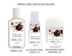 Hand Sanitizer Labels Burgundy and Blush Sanitizer Labels 1 - Etsy Louis Vuitton Birthday Party, Wedding Hand Sanitizer, Burgundy Blush Wedding, Burgundy And Blush Wedding, Wedding Hands, Blush Flowers, Mini Hands, Personalized Labels, Blush Wedding