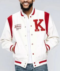 Frat Style, Jacket Customized, Kappa Alpha Psi Fraternity, Kappa Alpha Psi, Varsity Jacket Men, Daily Cleaning, Fashion Suits, White Jacket