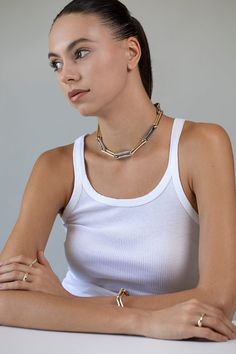 Lauren Rubinski extra large white and yellow gold necklace. 14k Yellow and White Gold Lauren Rubinski, Chic Lifestyle, Large Necklace, White Gold Necklace, Marissa Collections, Yellow Gold Necklace, White Gold Necklaces, Gold Polish, Beauty Queen