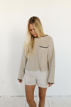 The Shore Sweater is an everyday piece that you can wear with confidence. The black trim pocket and sleeves give an added detail that make this knit unique. Pregnancy Must Haves, Nursing Friendly, New Instagram, Black Trim, The Black, Must Haves, With Confidence, Relaxed Fit, Confidence