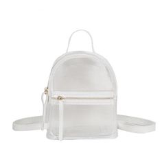 This beautiful backpack from Innovato Design is crafted from high-quality polyvinyl chloride and features a transparent design. This stylish bag is very trendy and has a one of a kind stunning design perfect for women and teens and has undergone the latest embossing process. Experience its elegance and sophistication and get yours now.  Product highlights:   Also available in 4 color designs  A unique casual backpack just like you  With a durable and glossy strap  Sleek and very light to carry Trendy White Nylon Backpack, Trendy Backpack With Transparent Straps, Daily Use Mesh Bags With Clear Strap, White Summer Backpack With Adjustable Strap, Summer White Backpack With Adjustable Strap, Summer Backpack With Adjustable Strap In White, Trendy White Plastic Bags, White School Bag With Clear Strap, Trendy Nylon Bags With Clear Strap