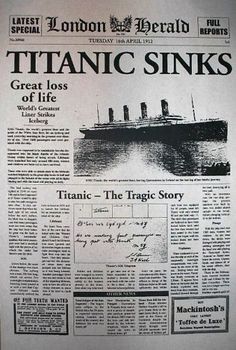 the front page of a newspaper with an image of a boat on it and another photo of